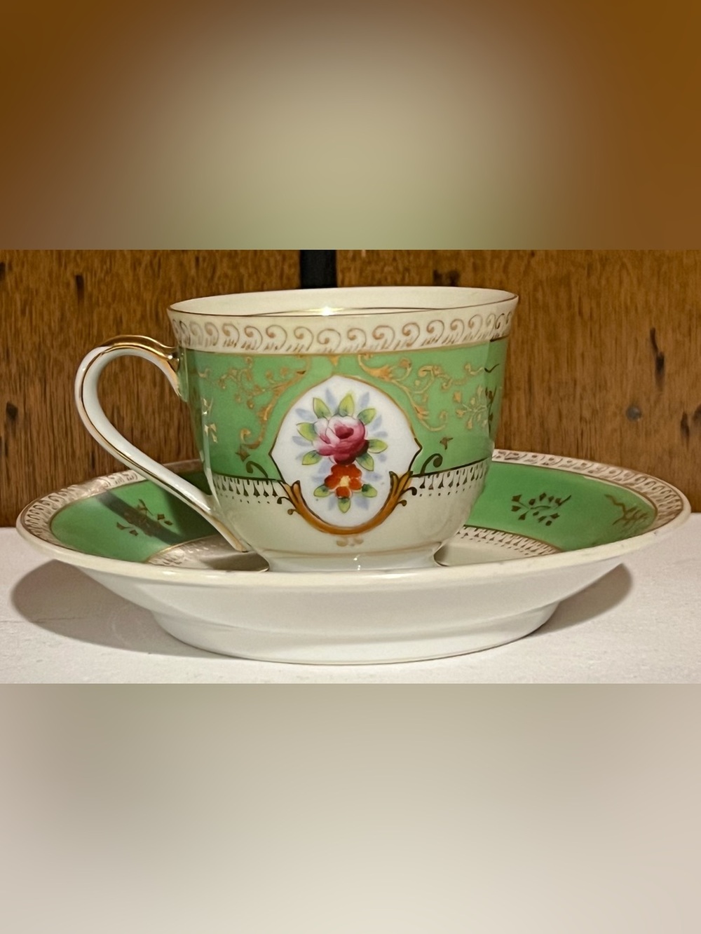 Vintage Gold China Made in Occupied Japan Demitasse Teacup and Saucer